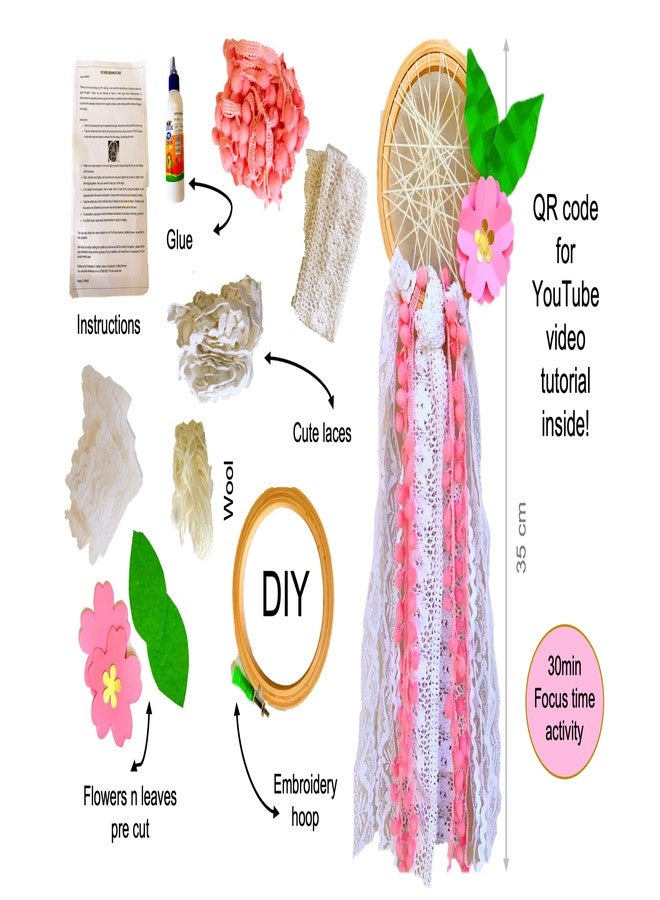 Crafted Forever DIY Dream Catcher Kit for Kids Activity 6 yrs + with All The Material, scan QR Code for YouTube Tutorial - Image 2